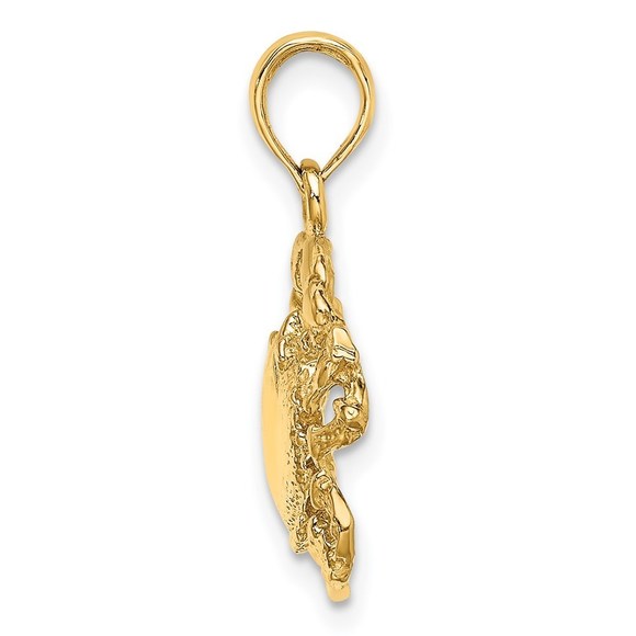 Million Charms 14k Yellow Gold Crab Necklace Charm Pendant - Picture 2 of 3
